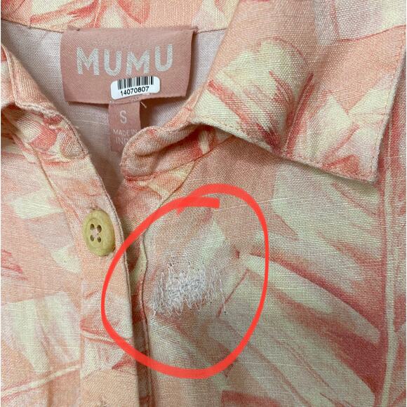 Show Me Your Mumu Bexley Tropical Resort Linen Blend Romper Missing Belt Small - Picture 4 of 12